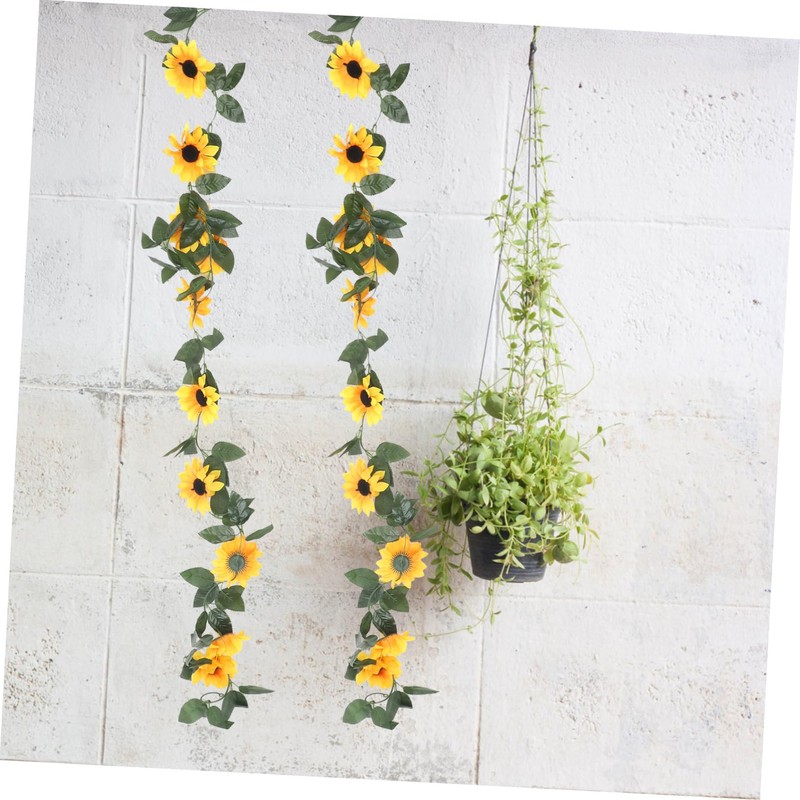 Ciieeo 2pcs Artificial Sunflower Vine Faux Flower Garland for Home
