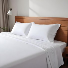 Simple Deluxe King Size 4 Piece Sheet Set, Lightweight Super Soft Easy Care Microfiber - Comfy Breathable, Cooling Bedding Sheets with Deep Pocket, Shrinkage and Fade Resistant, Hotel Luxury, White