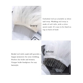 EASEDAILY Bride Wedding Veil Short Fingertip Length Veils 1 Tier Bridal Tulle with Ribbon Edge and Comb