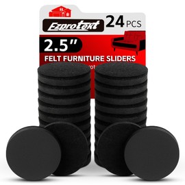 Ezprotekt 24 PCS 2.5" Felt Furniture Movers Sliders for Hardwood Floors, Reusable Felt Furniture Moving Pads, Sliders for Moving Heavy Sofa Desk Couch Cabinet, Furniture Glides Easily (Black, Round)