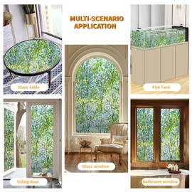 Window Privacy Film Stain Glass Window Film Rainbow Window Film Window clings Non-Adhesive Reusable Decorative for Room (Leaf Rainbow, 35.4 X 78.7 in)