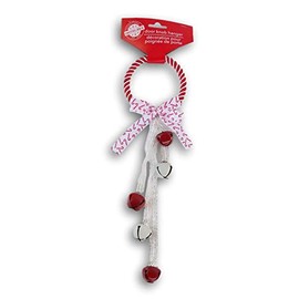 Christmas Door Hanger with Jingle Bells - 11 Inches (White & Red)