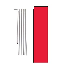 Solid Red Outdoor Rectangle Feather Banner Flag Sign with Pole Kit and Ground Spike