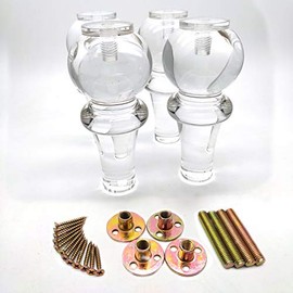 Susenya 6 Inch Cabinet Support Legs, Acrylic Sofa Feet Cabinet Feet,Gourd Shape with M10 Hanger Bolt & T-Nut,Legs for Furniture Table Legs Set,4pcs