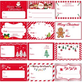 180 PCS Christmas Name Tags for Gifts, Christmas Gift Tags Stickers Labels for Presents, Christmas Name Tags Stickers for Red Christmas Wrapping Paper, Xmas Gift Tags for Holiday Gift