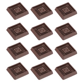 PATIKIL 1.5x1.5" Caster Cups, 12 Pcs Rubber Non-Slip Square Furniture Feet Anti-Slip Floor Stopper Pad Protector from Sliding for Chair Bed Couch Table, Coffee