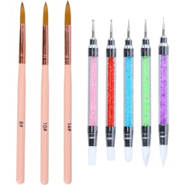Nivofu Juego de 8 pinceles para decoración de uñas, kit de herramientas para decoración de uñas, Pincel de uñas de silicona, pincel para tallar uñas de gel y lápiz para uñas 3D, diseño de uñas