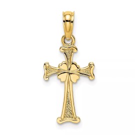 GlittersandGold 14K 4-Leaf Clover Cross Charm Bracelet Necklace