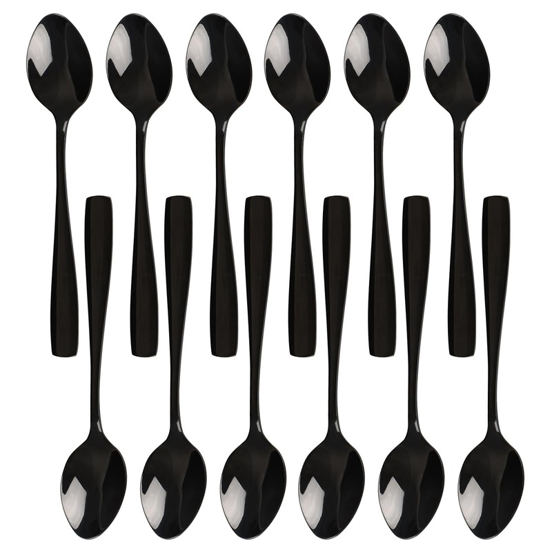 Afromy 12 Pieces Stainless Steel Teaspoons, Black Small Spoons for