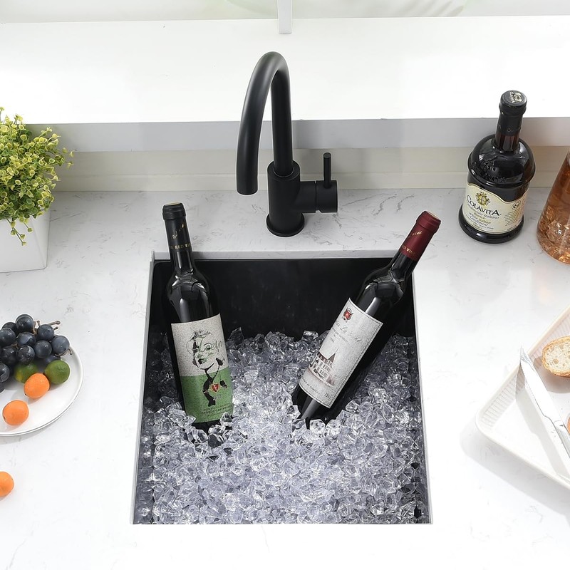 15inch Undermount Bar Sink Black -VOKIM 15 x18 Small Kitchen