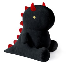 shownicer Plush Toy Dinosaur, Cuddly Stuffed Toy, Kawaii Dino, Plush Cushion Doll, Throw Pillow, for Children, Girls, Boys, Black, 35 cm