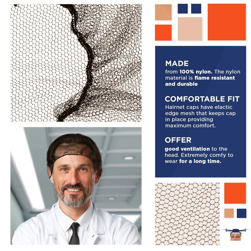 AMZ Supply 1000 Pack Dark Brown Disposable Nylon Hair Nets