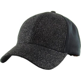 PONY-005 BLK Glitter Ponytail Messy High Bun Headwear Adjustable Cotton Trucker Mesh Hat Baseball Cap