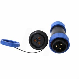 HangTon TY28 3 Pin Male Female Solder-free Connector Aviation Waterproof Quick-Disconnect Panel Mount Screw-Crimp for Power Device 45Amp, Panel Mount