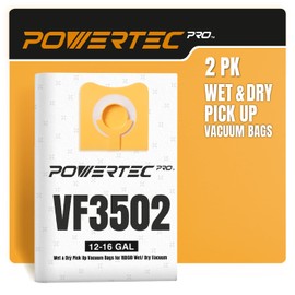 POWERTEC PRO VF3702 Size A Wet Pickup Shop Vac Bags for Ridgid 2 Pack, VF3502 12-16 Gal. Wet or Dry Dust and Debris Collection Dust Bags for Ridgid HD1200, HD1400 Wet Dry Vac (75084)