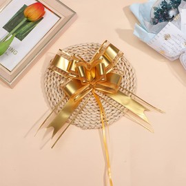 UUYYEO 20 Pcs Gift Wrap Pull Bows Gift Basket Bows Christmas Packing Bows Present Wrapping Bows Wine Bottle Bows Valentines Day Gift Bows Golden