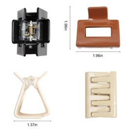 Bgffuy 4PCS Medium Claw Clips for Thin Hair - 2" Small Square Hair Clips for Women (Warm color)