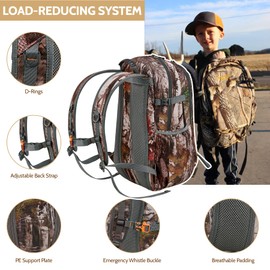 NEW VIEW Hunting Backpack 30L for Kids & Youth, Camo Bag with 11 Pockets, Water Resistant Daypack for Men and Women