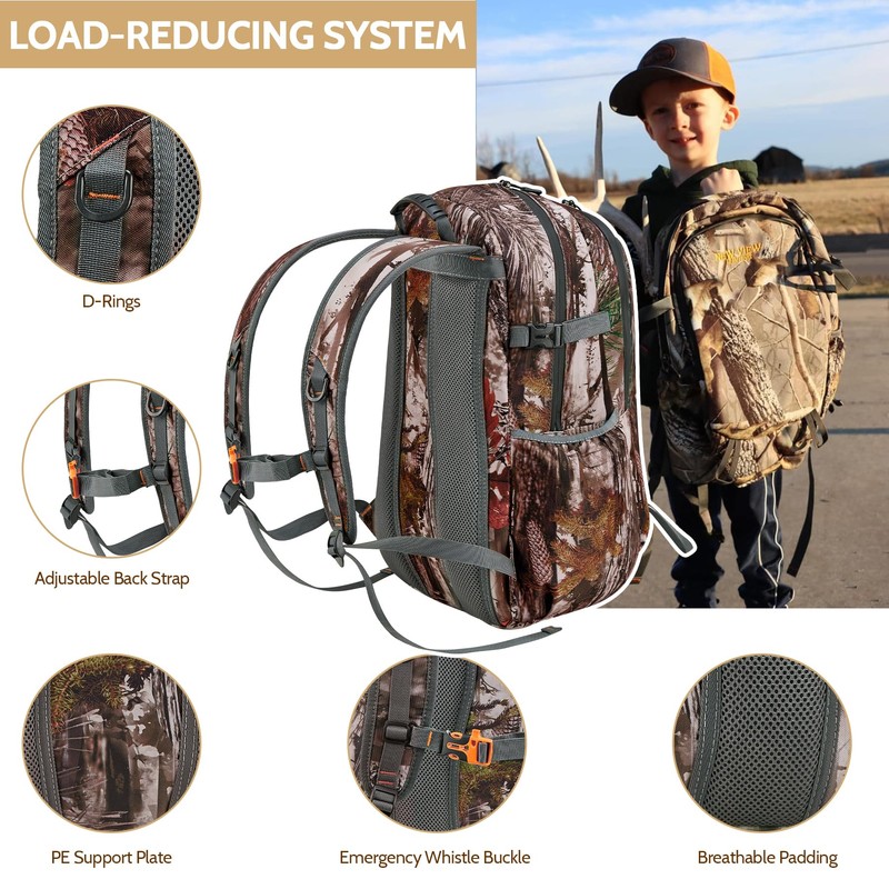 NEW VIEW Hunting Backpack 30L for Kids & Youth, Camo