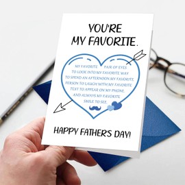 HEYINSHEN Funny Fathers Day Card From Wife Romantic Father's Day Card for Husband Boyfriend Happy Father's Day Cards From Wife Daughter Son Fathers Day Cards Romantic You're My Favorite