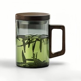 WwwLryct Tea Infuser Mug 400ML/15.5oz，Borosilicate Glass Infusion Mug Dishwasher Safe preferred for birthday gifts (dark green)