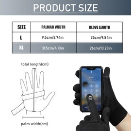 Yuqilin Men's Winter Cycling Gloves, Thermal Gloves with Touch Function, Waterproof Gloves, Non-Slip Winter Gloves, for Hiking, Climbing, Riding (Black/XL)