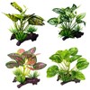 XLTXWD 4Pcs Reptile Accessories, Vivarium Decoration with Three Artificial Plants,