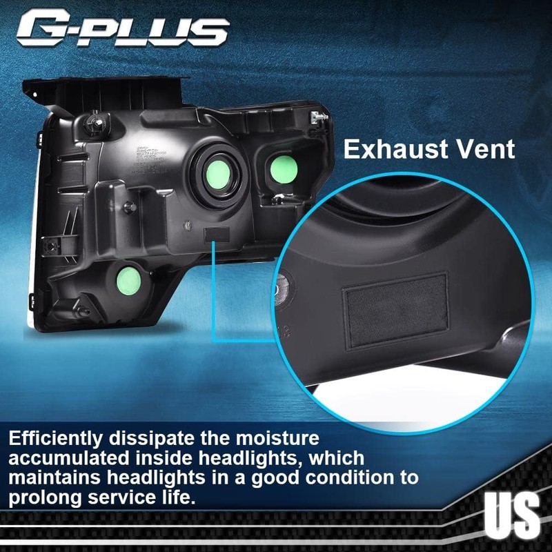 G-PLUS Headlights Assembly, Compatible with 2009-2014 Ford F150 09-14 Headlamp,