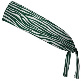 Zebra Forest Green & White Elastic Tie Running Fitness Headbands Made In USA