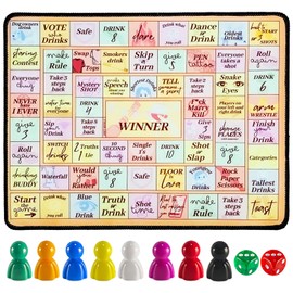 Drinking Board Games for Adults,Rubber Mat Drinking Board Game for Adults - Fun Interactive Drinking Party Game for Game Nights, Birthday,Family Play or Any Occasion,2-8 Players, Age 21+