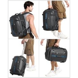RoyalAnt Travel Rolling Backpack Carry-On Set with 2 Storage Bags, 50L Wheeled Laptop Backpack with Wheels, Water-Resistant Luggage for Commute, Work, Travel, Camping & Fitness