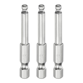 QUARKZMAN Pack of 3 Ball Head Hexagon Screwdriver 4 mm (H4.0) Hex Shank Ball End Hex 50 mm Long Magnetic 1/4 Inch S2 Alloy Steel Screwdriver Bit Set Power Tools