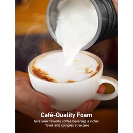 Milk Frother, Paris Rhône 4-in-1 Electric Coffee Frother, Double Wall Hot Cold Milk Foam Maker with Strix Temperature Controls, Auto Shut-Off for Latte, Cappuccino, Coffee, Hot Milk, Macchiato