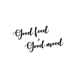 Vinyl Wall Art Decal - Good Food = Good Mood - 13" x 25" - Trendy Funny Inspirational Quote Sticker for Home Living Room Kitchen Dining Room Restaurant Coffee Shop Storefront Decor