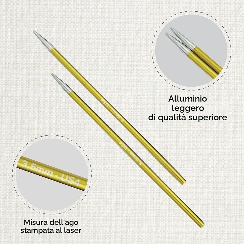 KnitPro Zing Normali Ferri circolari intercambiabili, in Alluminio, Multicolore, 3.50