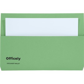 Officely Foolscap Document Wallets 285gsm - Green (Pack of 5)