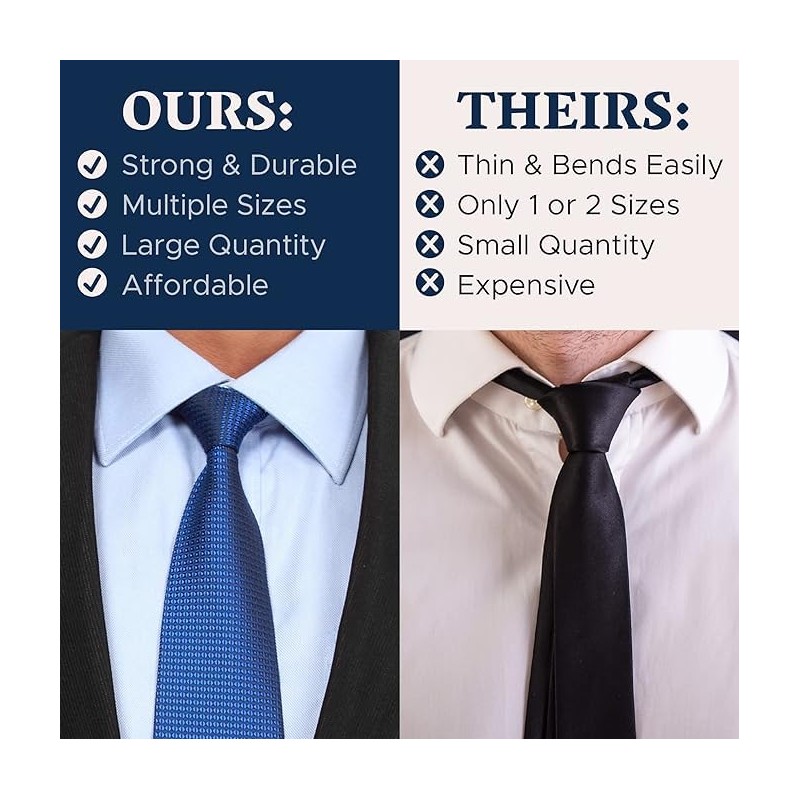 100 Plastic Collar Stays for Men's Dress Shirts - Plastic