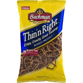 Bachman Thin'n Right Baked Pretzels- Crispy, Crunchy, Great Tasting 9 oz. Bags (3 Bags)