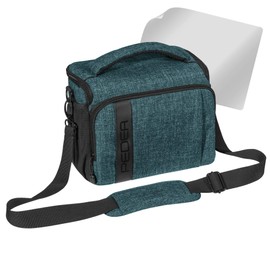 PEDEA Fashion DSLR Camera Case with Screen Protector for Canon EOS 5DS R M6 M100 100D G1X Mark III SX740 / Nikon Z6 D850 / Panasonic Lumix DC GH5 GX800 / Sony Alpha 6000 6500 Size XL Petrol