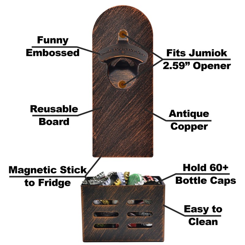 Jumiok - Abrebotellas magnético rústico para montaje en pared, divertido