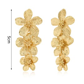 Flower and Leaf Earrings for Women, Earrings for Cute Women, Ladies Earrings, Premium Gold Fashion Texture Ribbed Earrings, Ideal for Women, Wedding, Dating, Birthday Gifts, Alloys, No Gemstone
