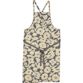 [World Party] Patterns W039-128-204 Women's Apron, Flower and Bird, Charcoal, Front Pocket, Adjustable Length, Shoulder Type, Stylish, Cute, Living Alone, Housewife, Scandinavian Kitchen, Cooking, New