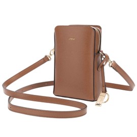 Anglit Smartphone & Passport Holder, Vertical Mini Pochette with Key Ring Charm, Camel, F