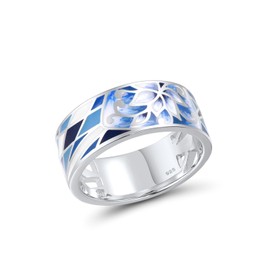 Santuzza Lily Ring 925 Sterling Silver Oriental Blue Flower Enamel Pattern Ring for Women (8)