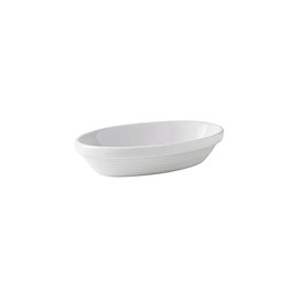 Tuxton Pacifica Porcelain White Embossed Nesting 8-Ounce Oval Baker Nesting, Case of 12, Bright White; Scratch Resistant; Chip Resistant; Lead & Cadmium Free; Dishwasher, Microwave, Oven Safe