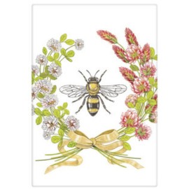 Mary Lake-Thompson BT783 Bee Clover Wreath Flour Sack Towel 30 Inches Square Design in Lower Center Only