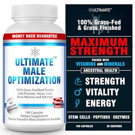 Ultimate Optimización Masculina Suplemento Órgano Carne 100 Alimentada Hierba Testículos Bovinos Próstata Corazón Hígado
