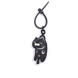 HEINexoria Cool Black Series Grumpy Cat Bag Charm - Quirky Faux Leather Accessory for Bags & Backpacks
