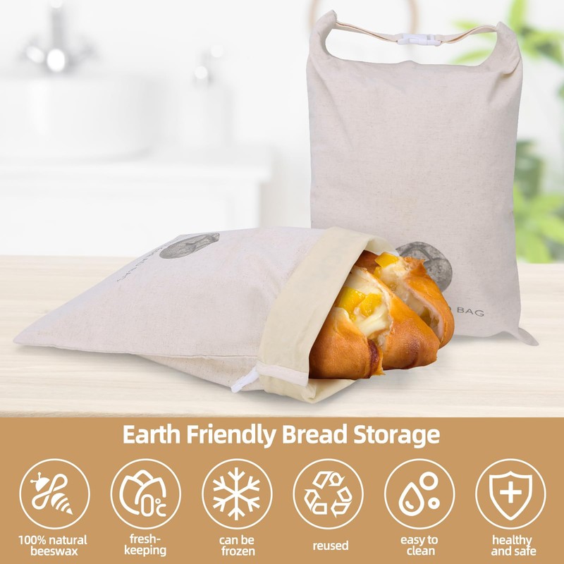 chucheng 2 Pack 13x17inch Bread Bags for Homemade Bread Sourdough,Reusable
