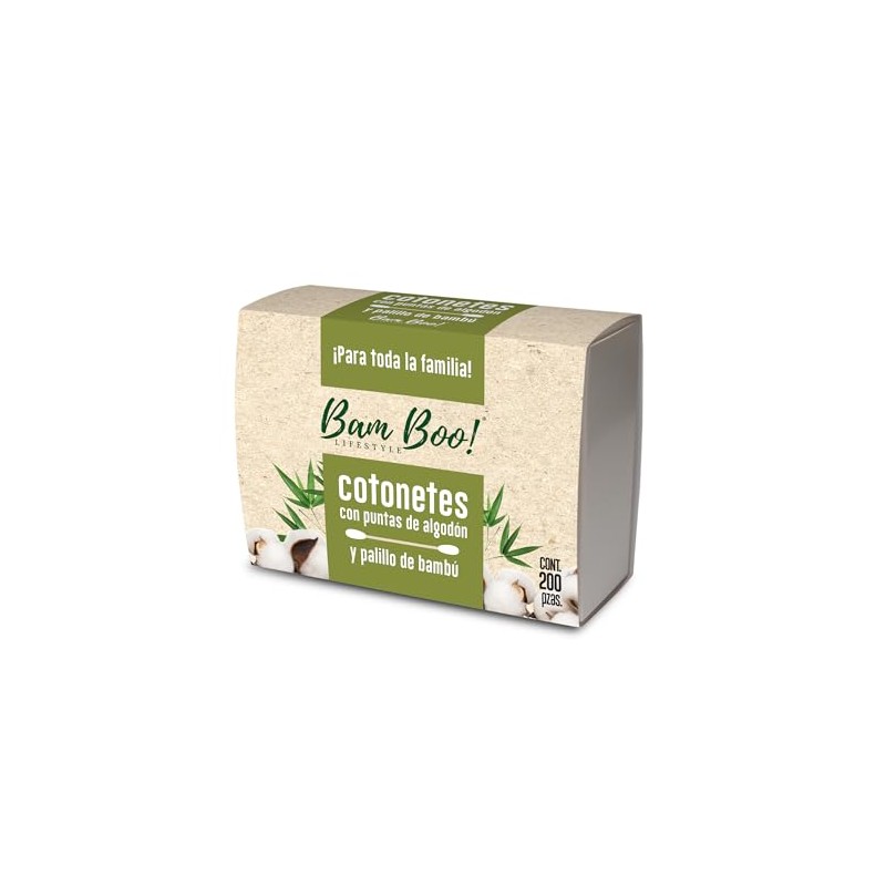 Cotonetes de Bambú Hisopos de Algodón 200 Pz Bam Boo!